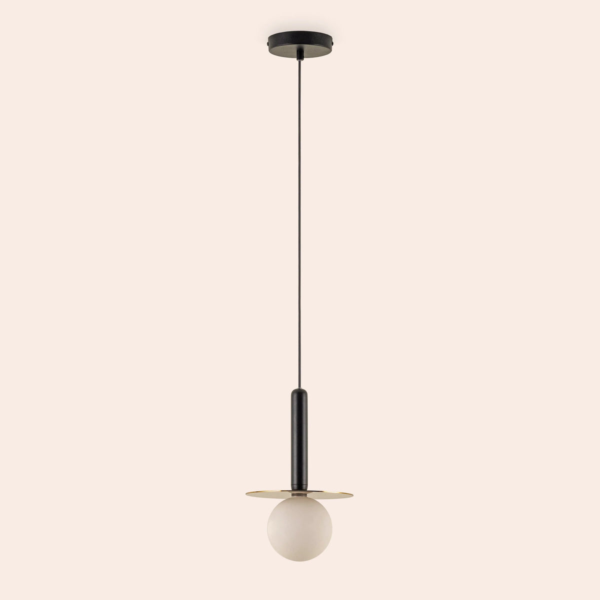 Charcoal Grey & Brass Disc Pendant Light