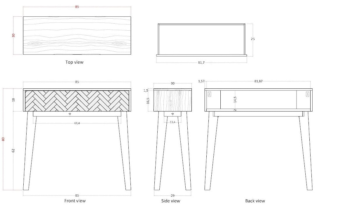 Mid Century Modern Parquet Dressing Table and Desk