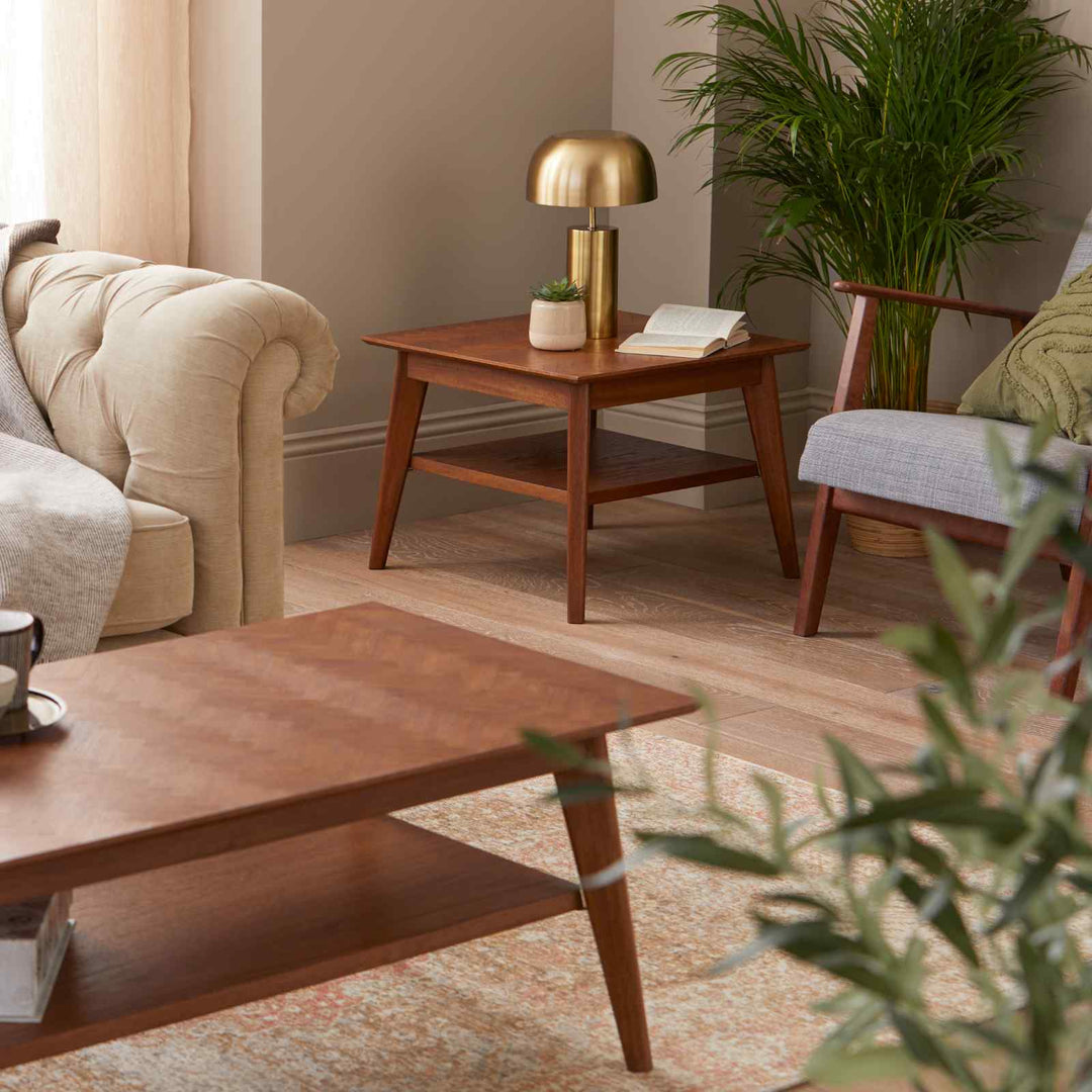 Mid Century Dark Wood Retro Coffee Table Fishe and Lilly