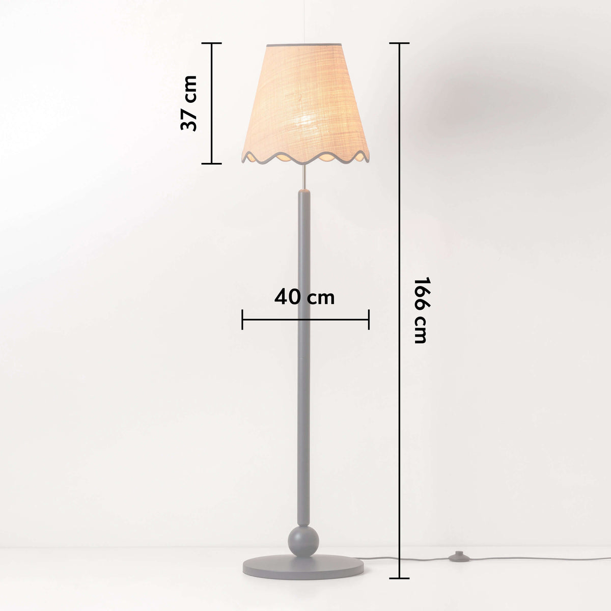 Textured Burnt Orange & Black Scalloped Floor Lamp