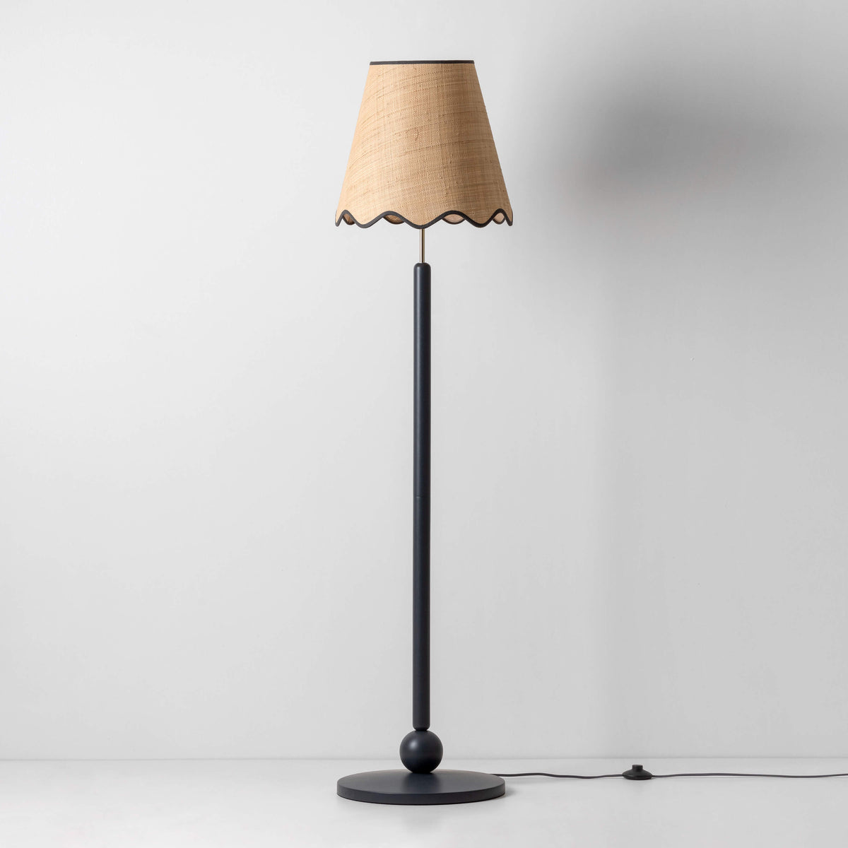 Textured Burnt Orange & Black Scalloped Floor Lamp