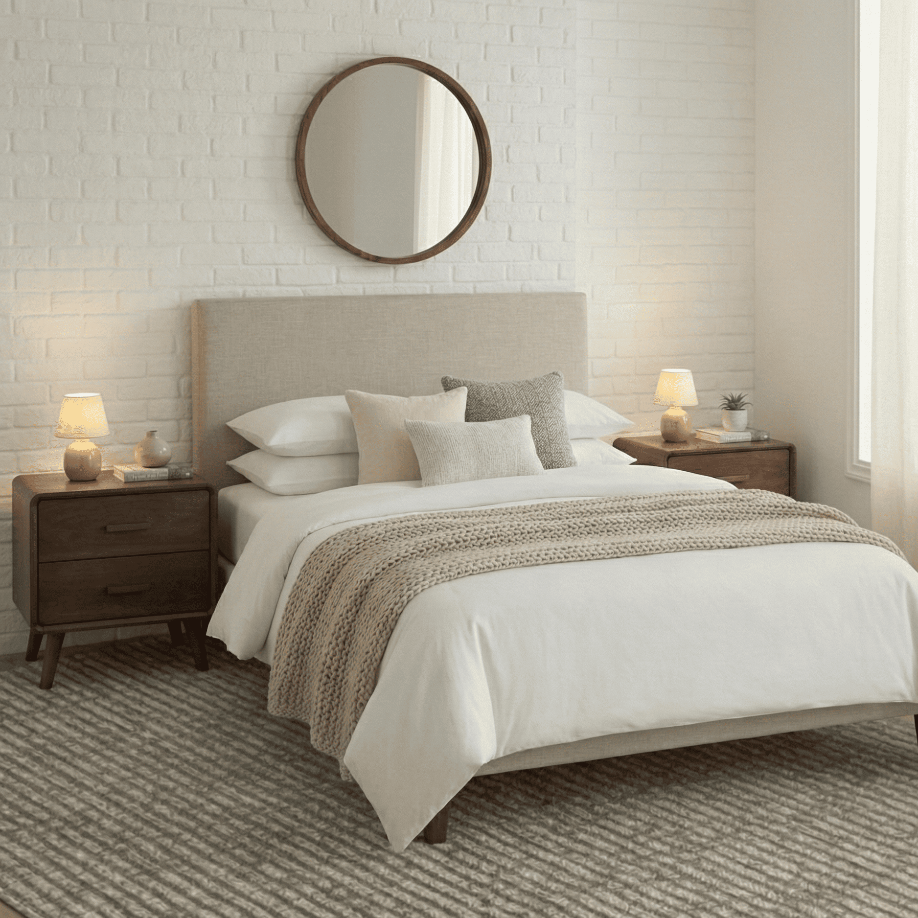 Finn Rubberwood Bedside Table in Walnut