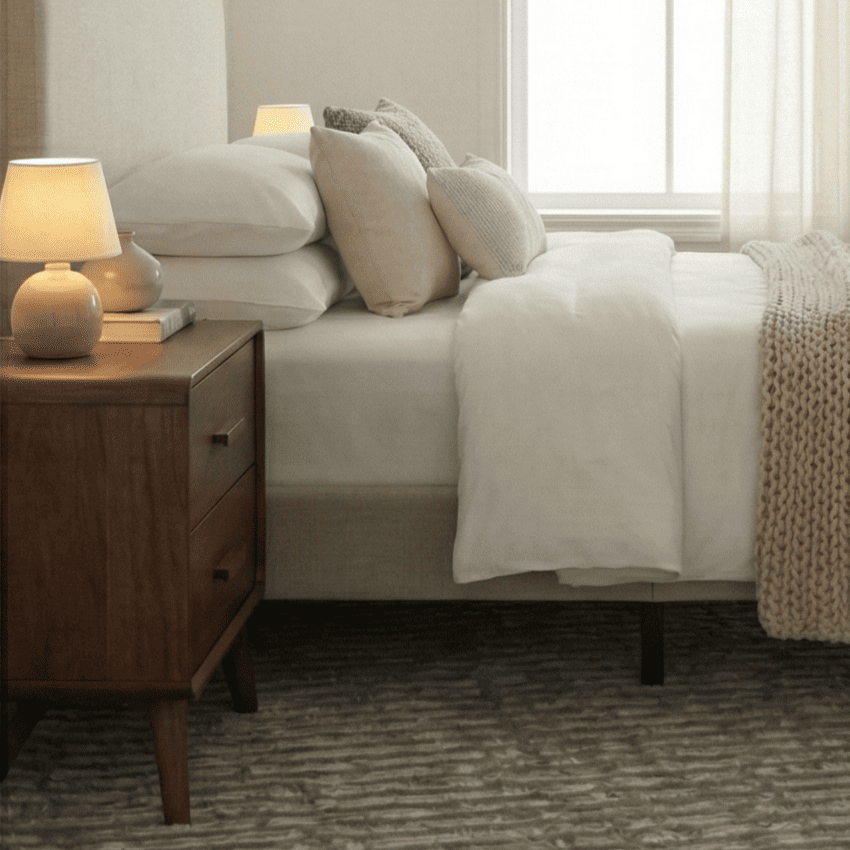 Finn Rubberwood Bedside Table in Walnut