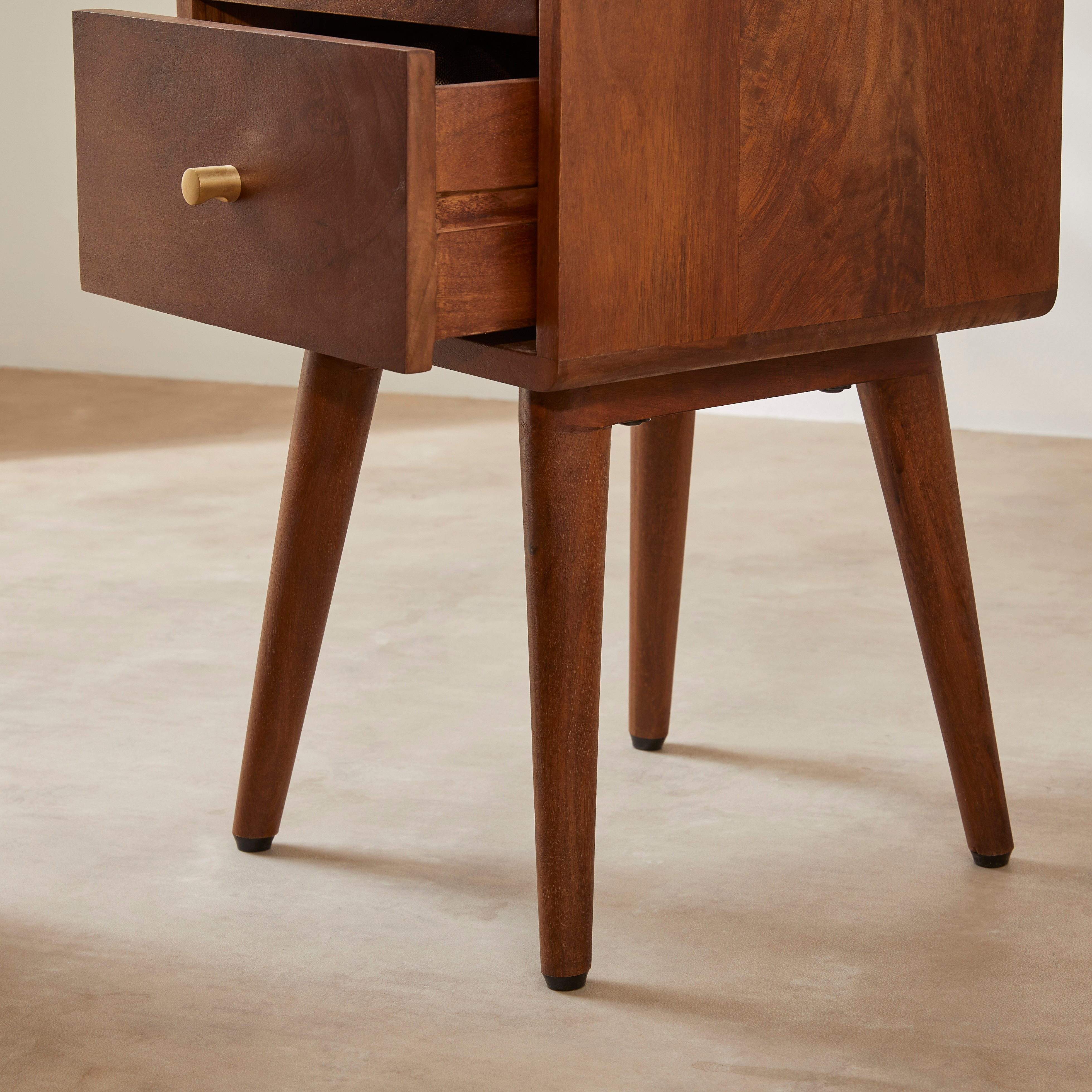 Scandinavian Dark Walnut Logan Narrow Bedside Table