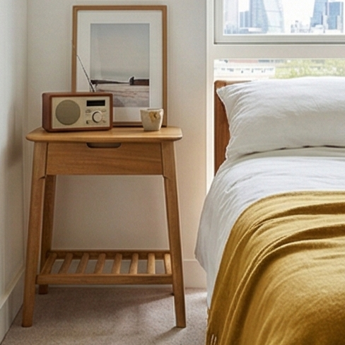 Solid Wood Norway Oak Bedside Table and Accent Table (45cm wide)