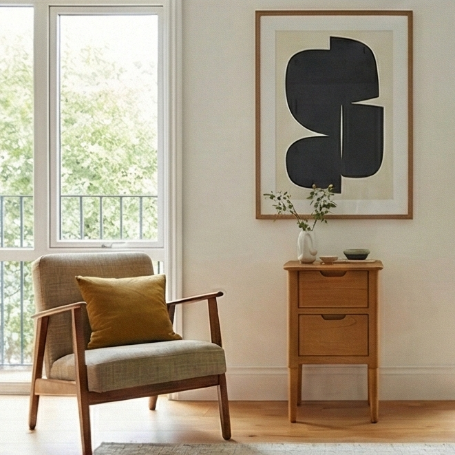 Norway Narrow Oak Bedside Table