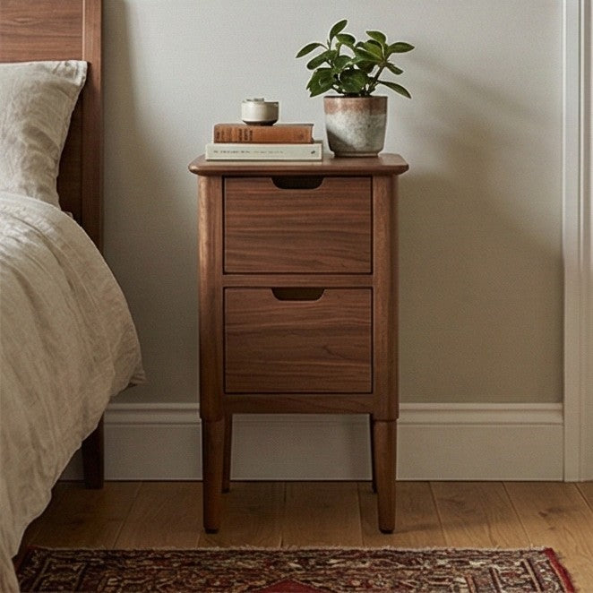 Norway Narrow Warm Walnut Bedside Table