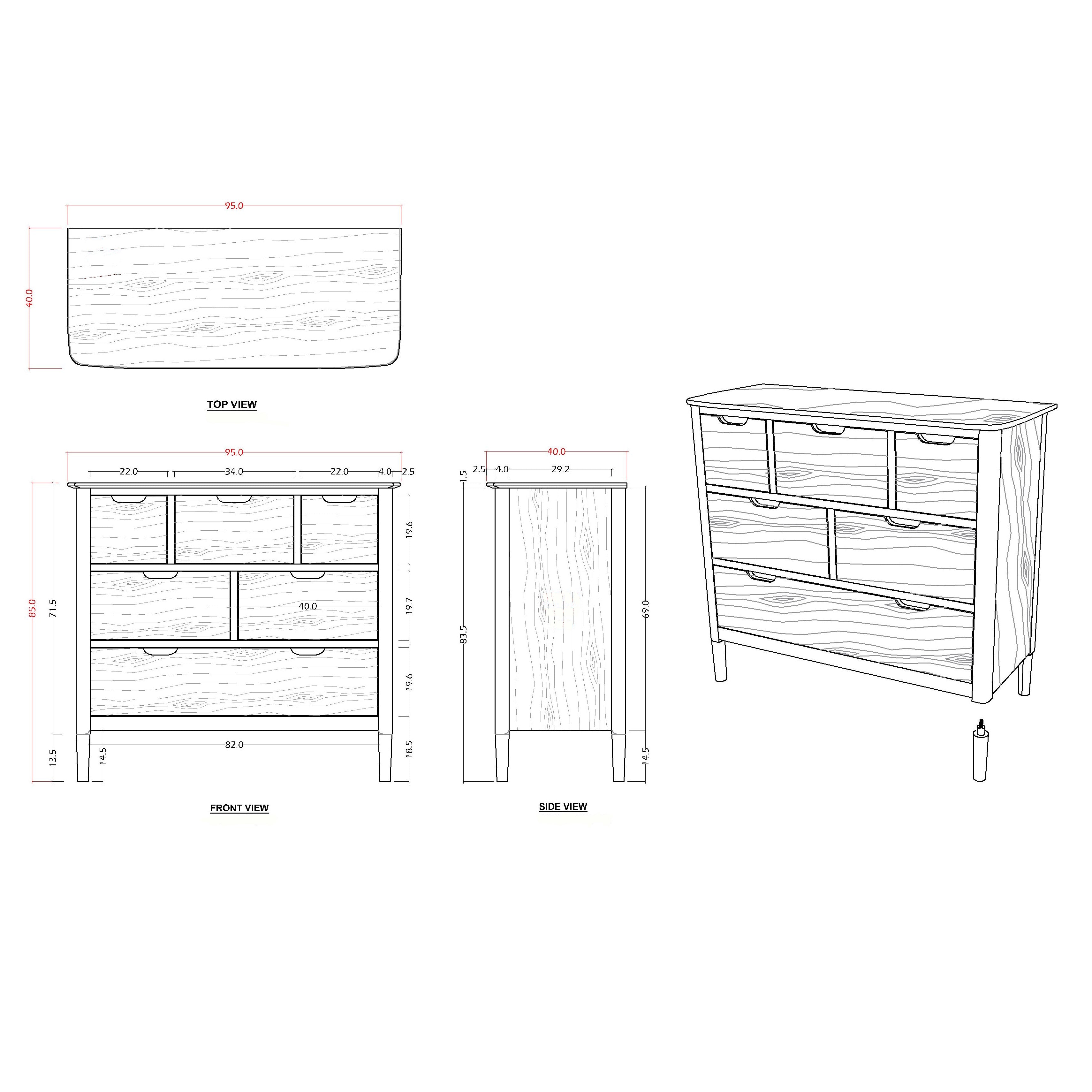 Norway Dark Walnut 3-2-1 Graduated Chest of Drawers