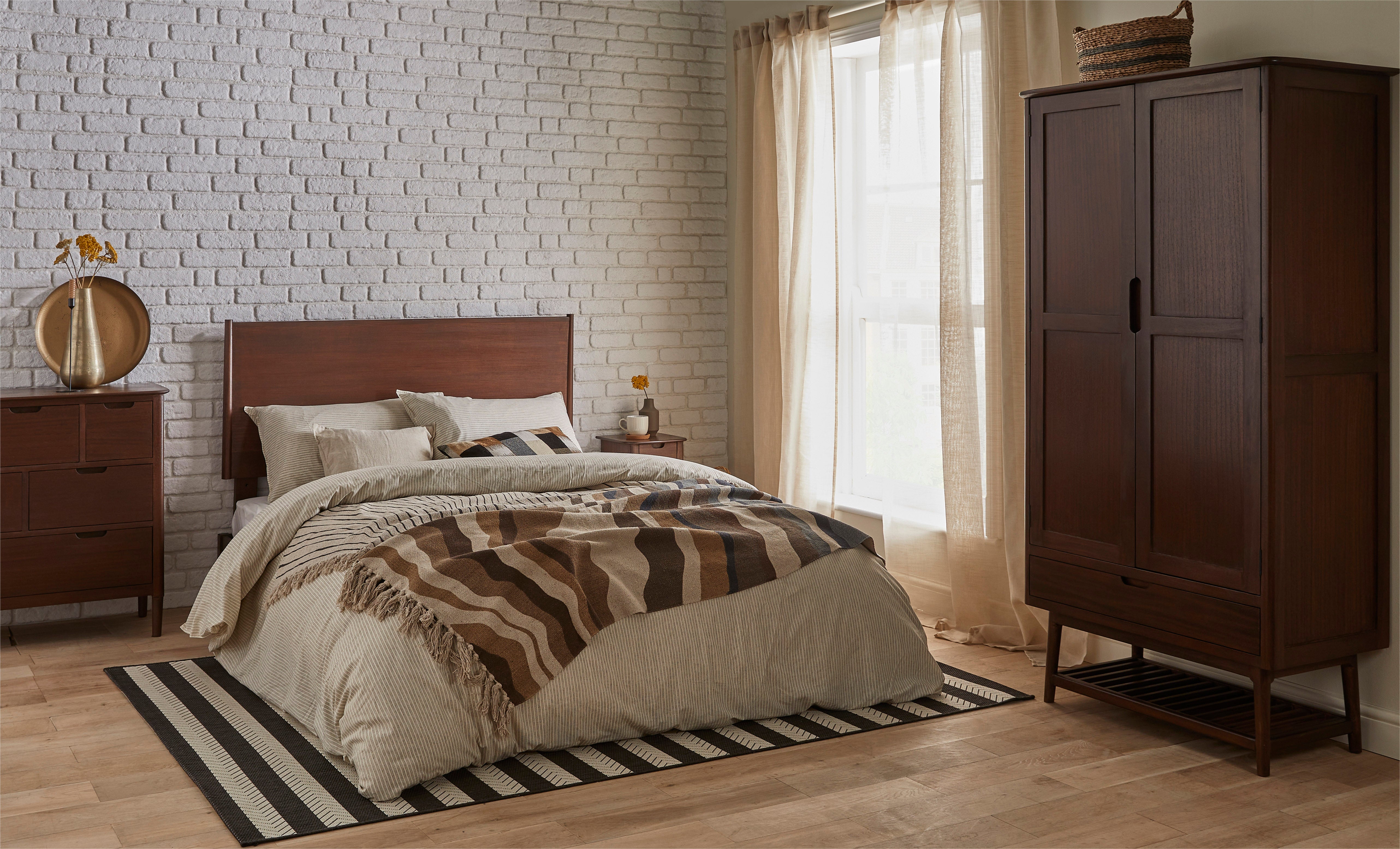 Norway Dark Walnut Double Bed Frame