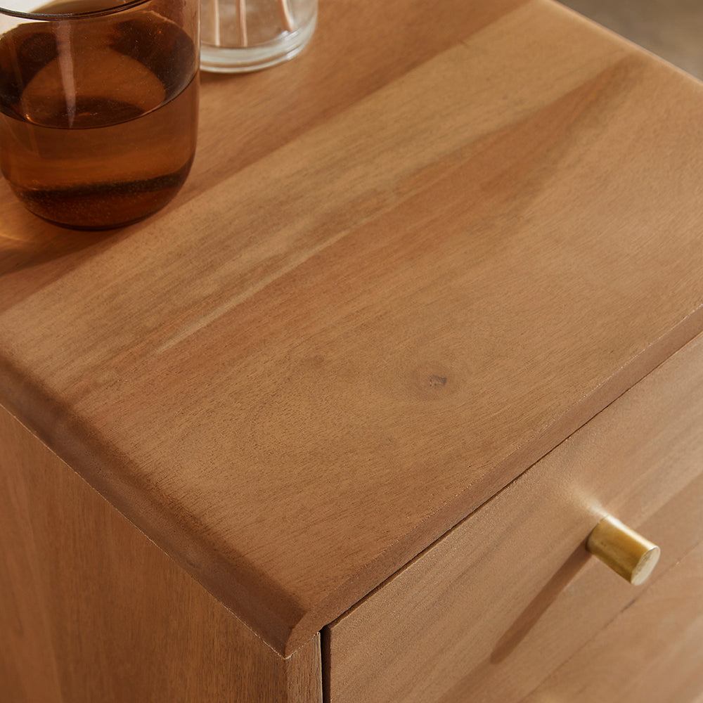 Scandinavian Light Walnut Logan Narrow Bedside Table