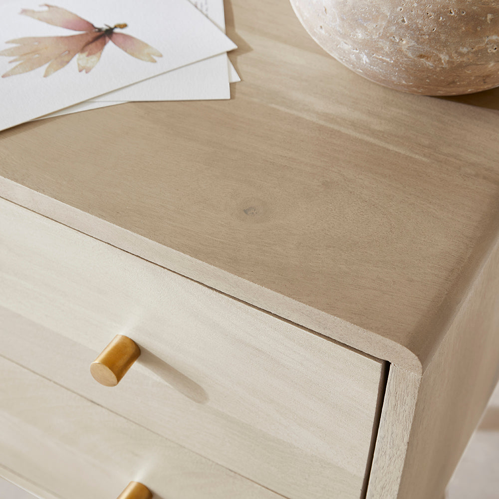 Minimalist Mango Wood White Logan Narrow Bedside Table