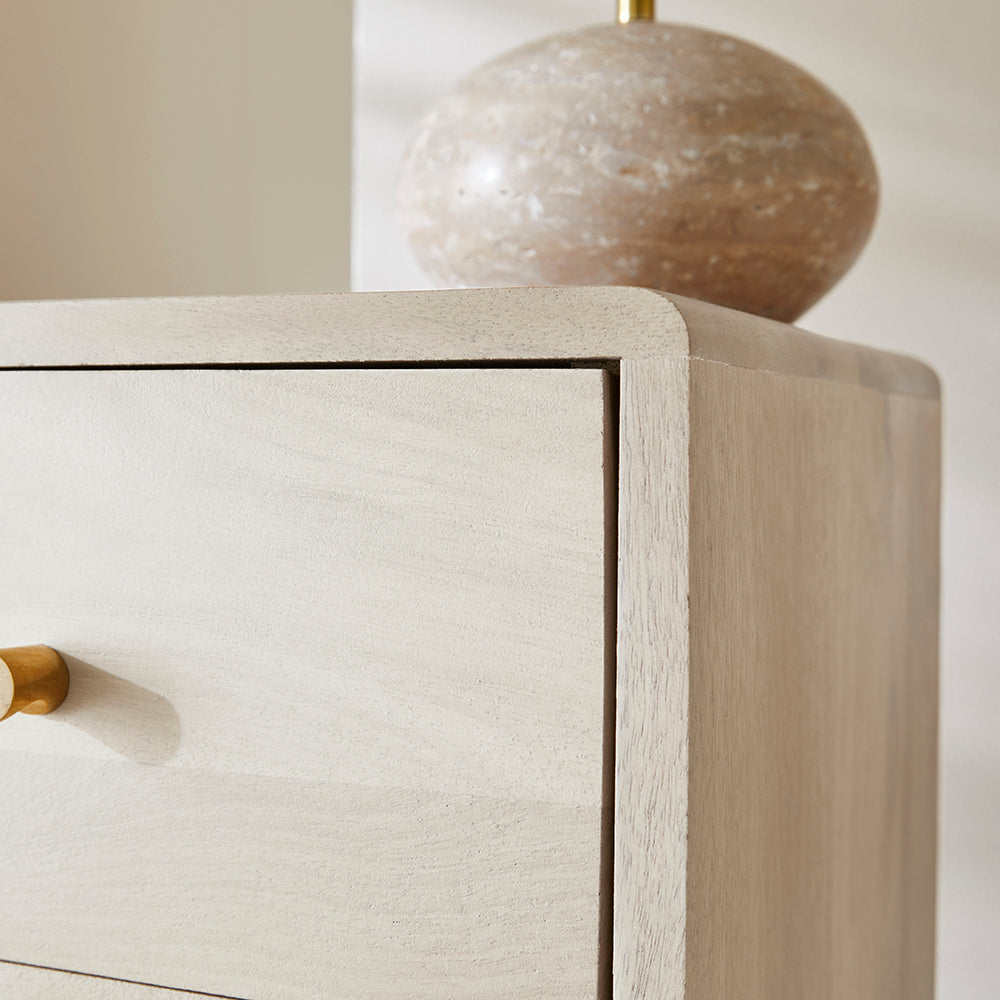 Minimalist Mango Wood White Logan Narrow Bedside Table