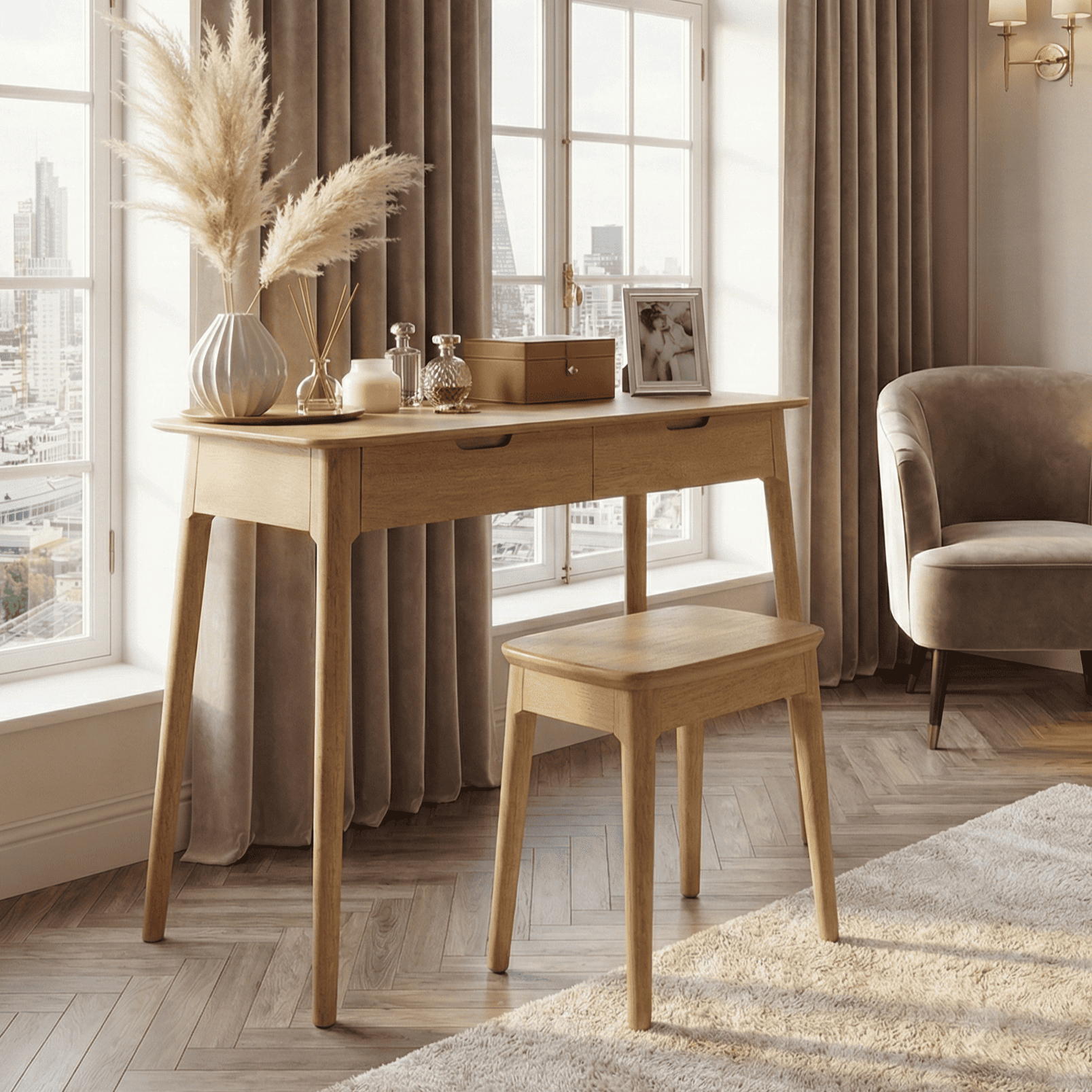 Norway Oak Dressing Table Stool