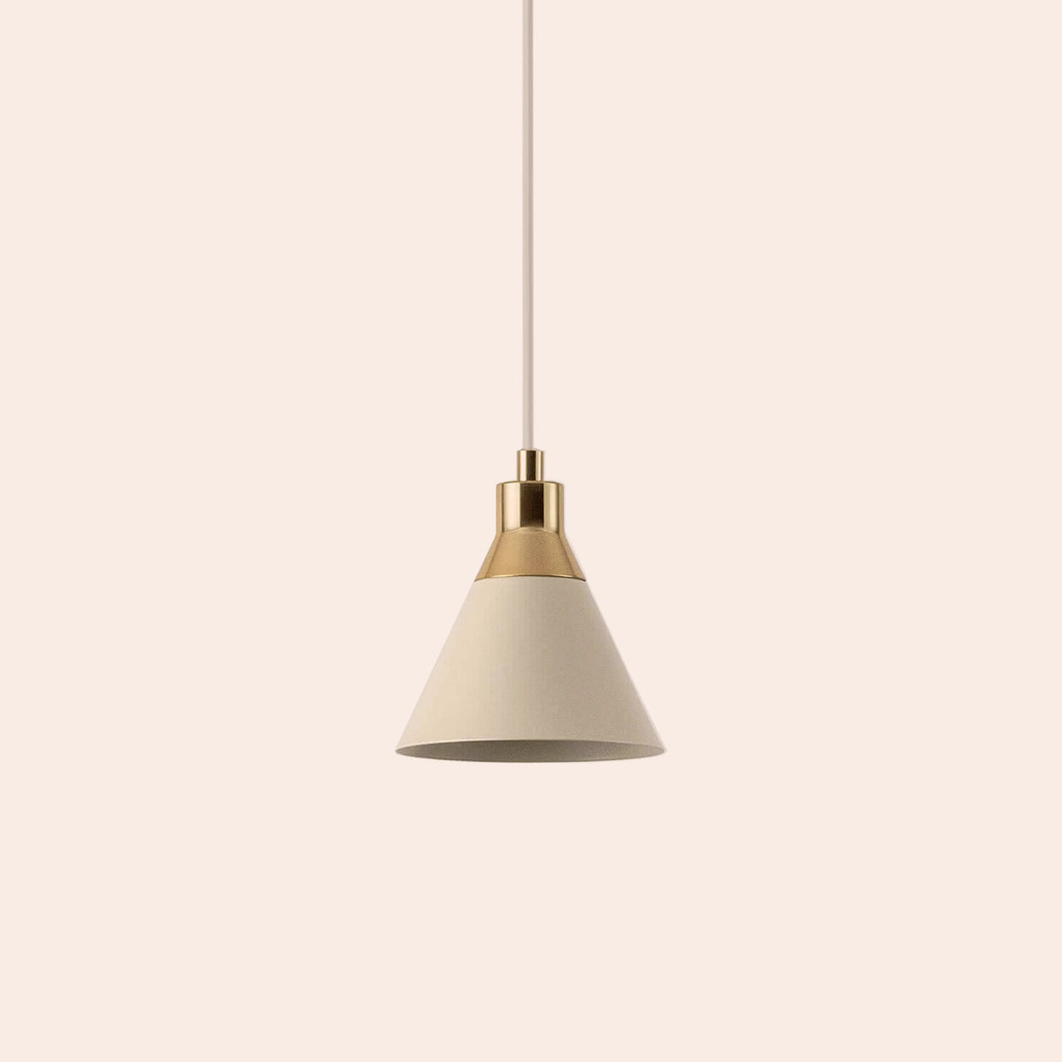 Sand Grey & Brass Cone Pendant Light