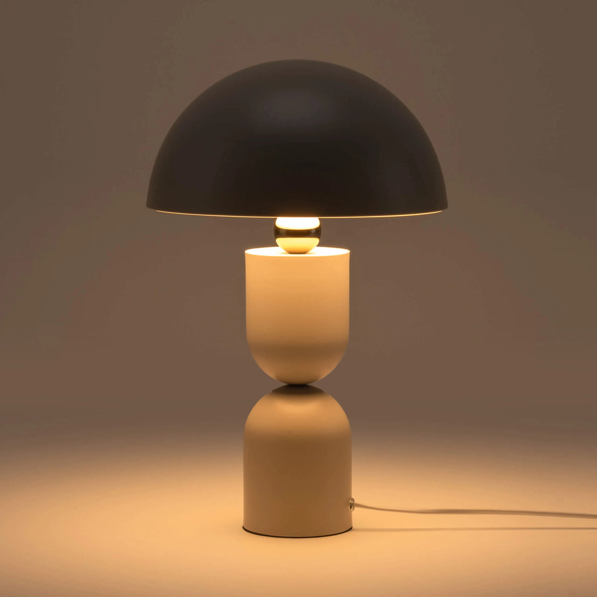 Sand Grey & Brass Sculptural Mushroom Table Lamp