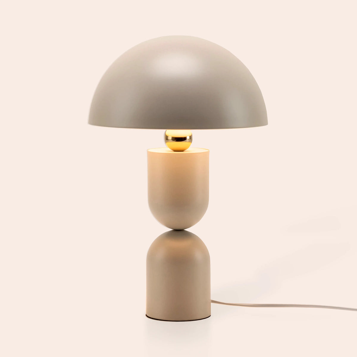 Sand Grey & Brass Sculptural Mushroom Table Lamp