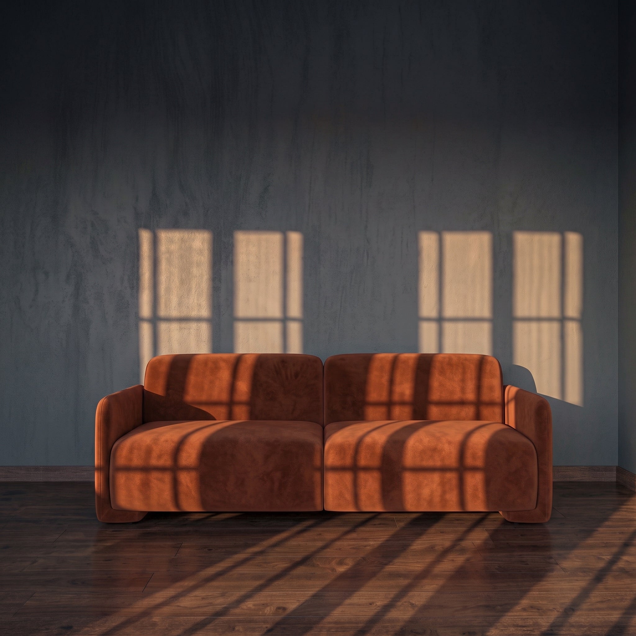 Scandinavian Modern Sofa Bed, Burnt Orange