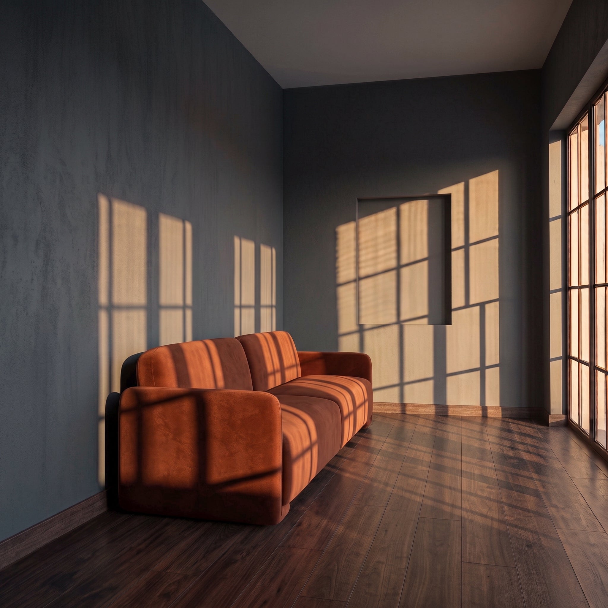 Scandinavian Modern Sofa Bed, Burnt Orange
