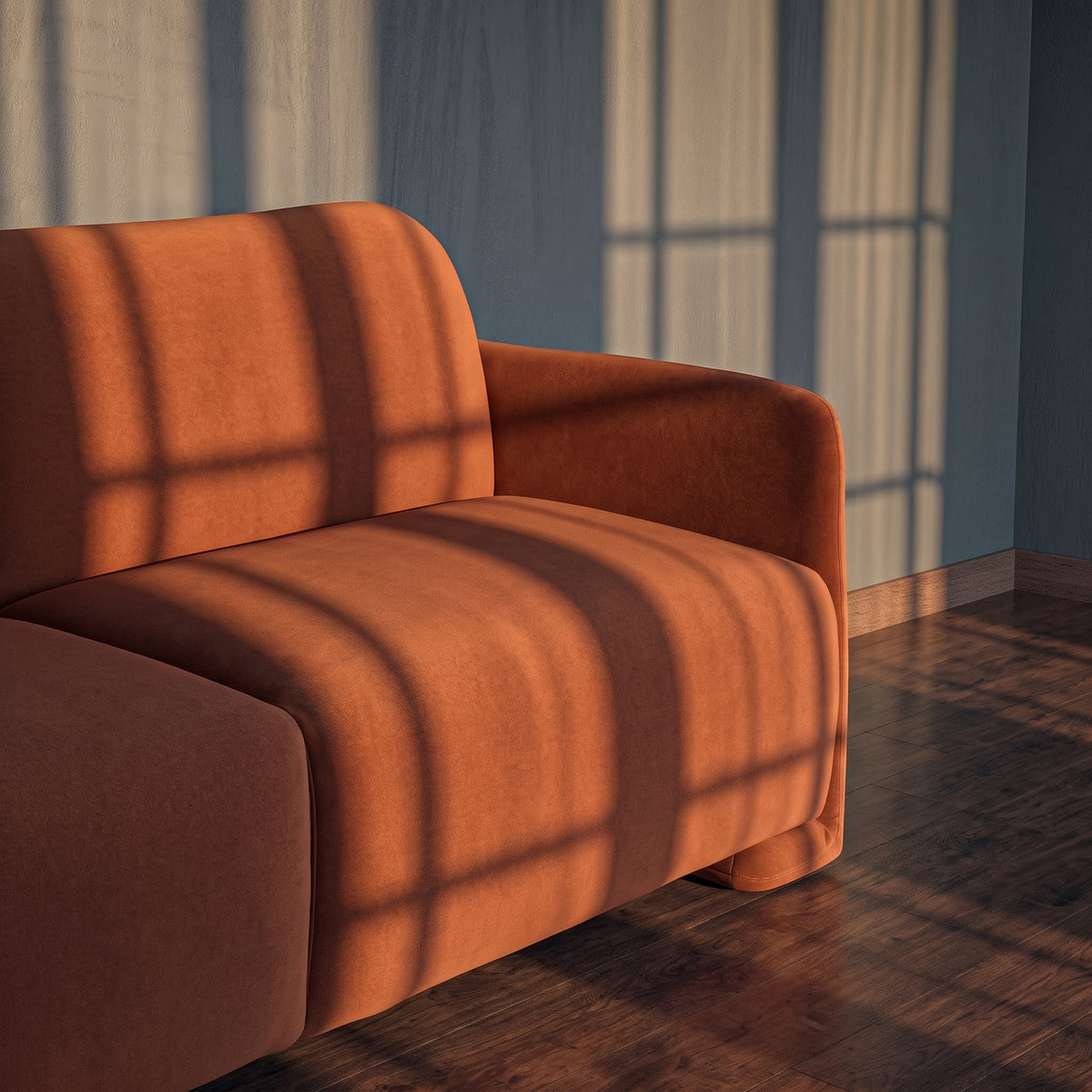 Scandinavian Modern Sofa Bed, Burnt Orange