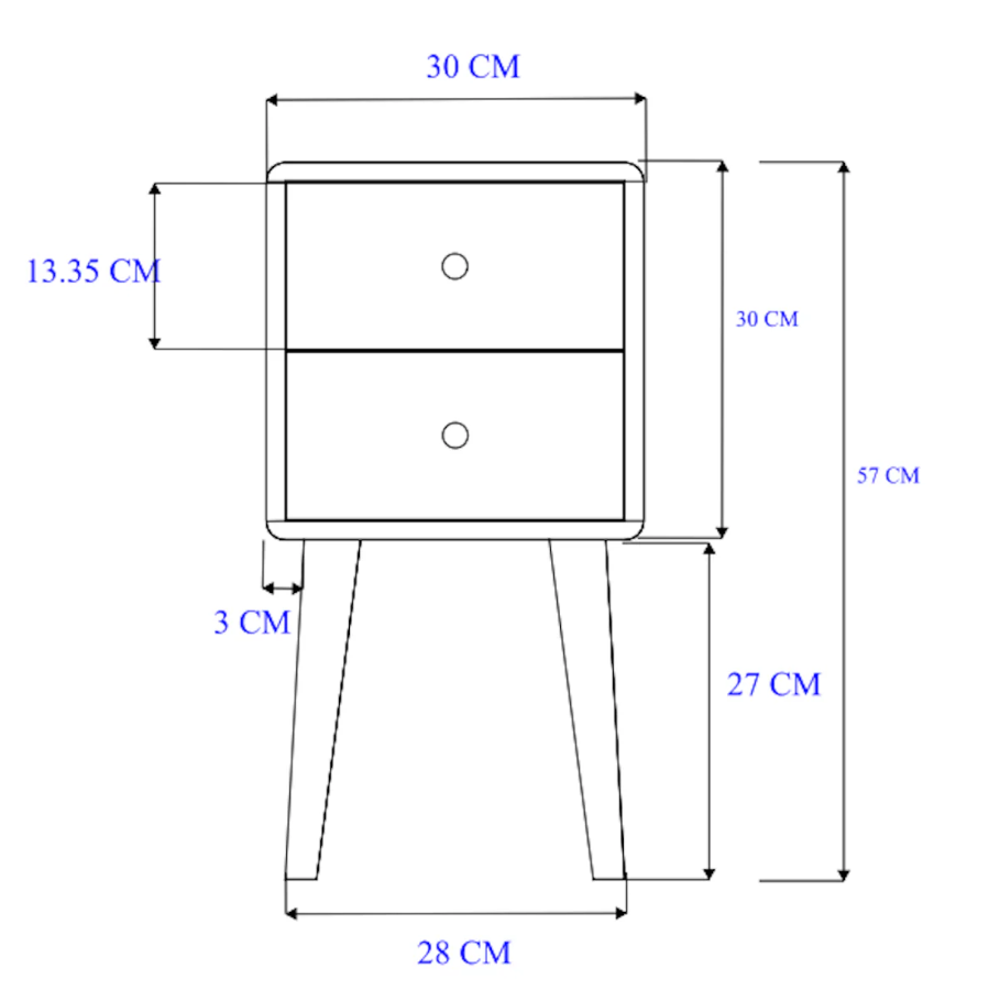 Scandinavian Light Walnut Logan Narrow Bedside Table