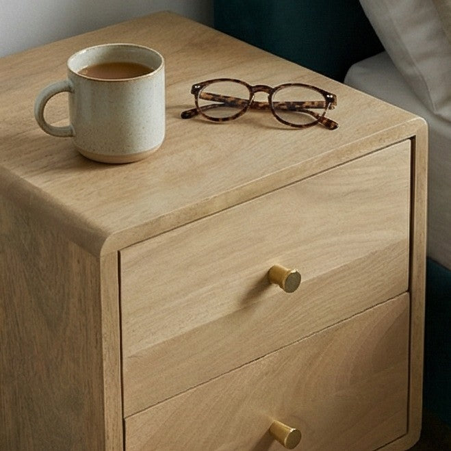 Minimalist Mango Wood Logan Narrow Bedside Table