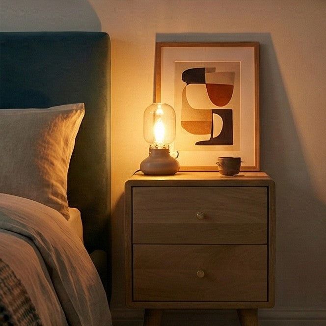 Minimalist Mango Wood Logan Narrow Bedside Table