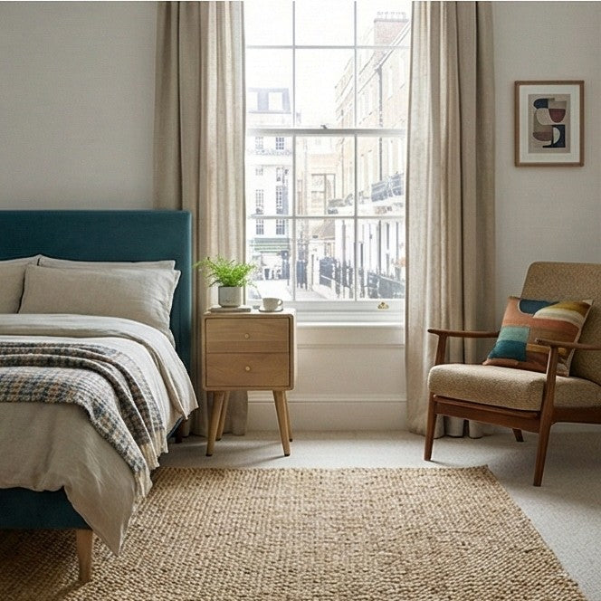 Minimalist Mango Wood Logan Narrow Bedside Table