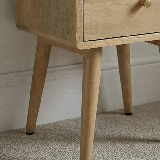 Minimalist Mango Wood Logan Narrow Bedside Table