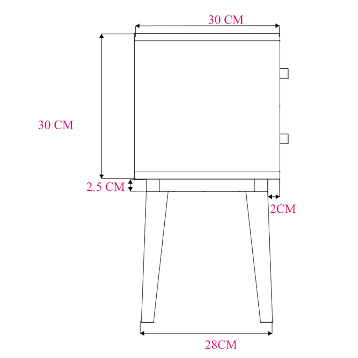 Minimalist Mango Wood Logan Narrow Bedside Table