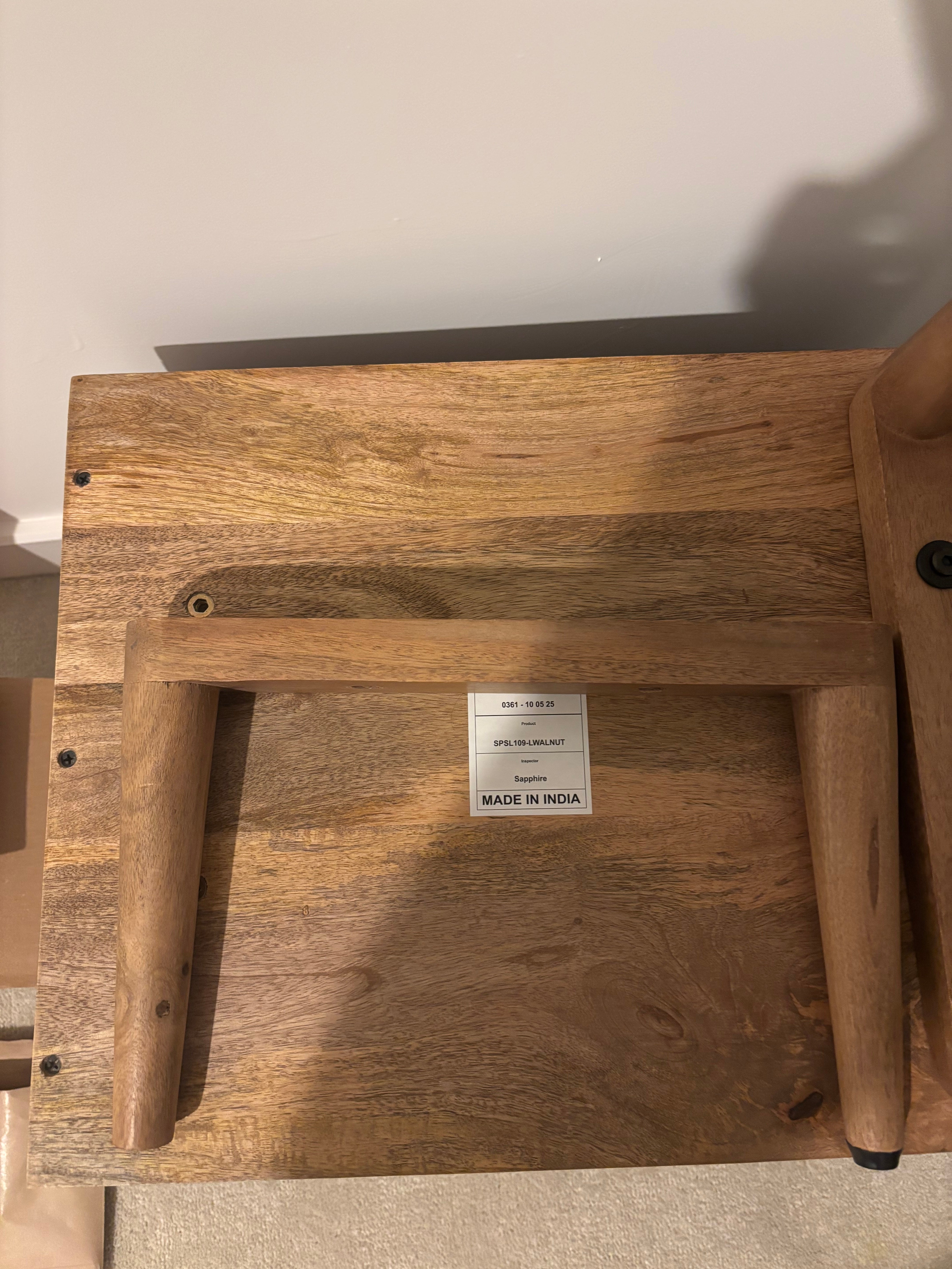 Scandinavian Light Walnut Oslo Bedside Table (Small Issue with Leg)
