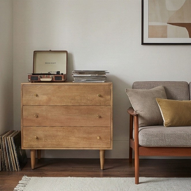 Scandinavian Light Walnut Oslo Chest of 3 Drawers – Fishe and Lilly