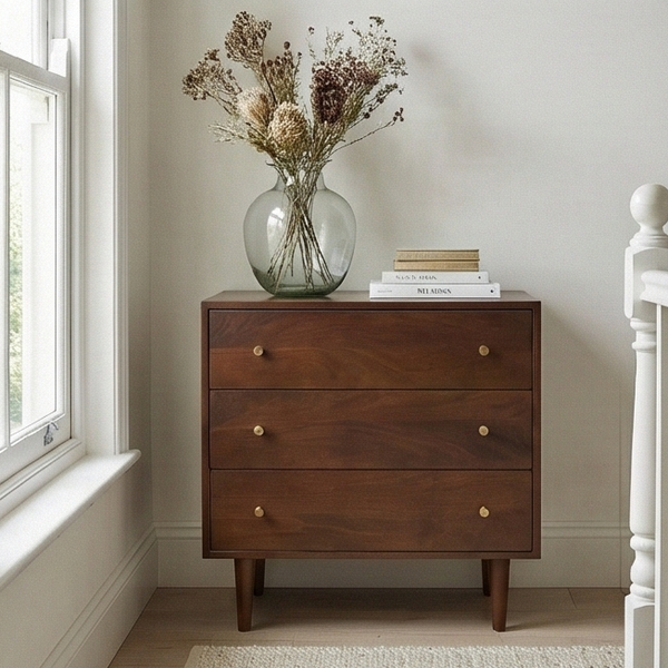 Solid Wood Oslo Walnut 3 Drawer Chests of Drawers
