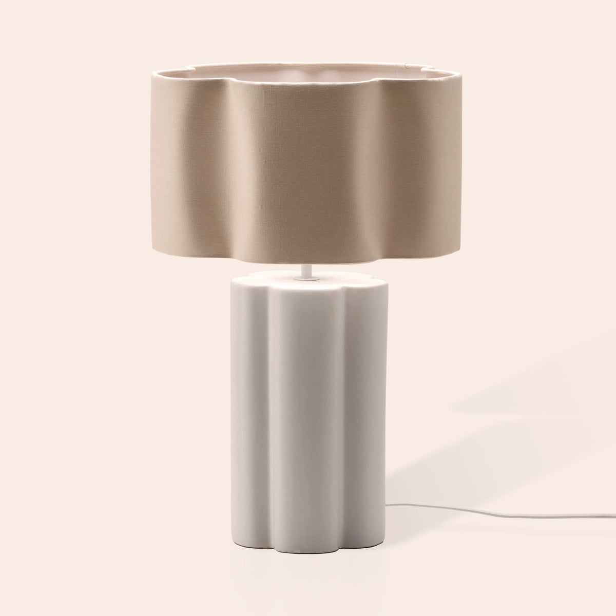 Scalloped Ceramic & Fabric Flower Table Lamp