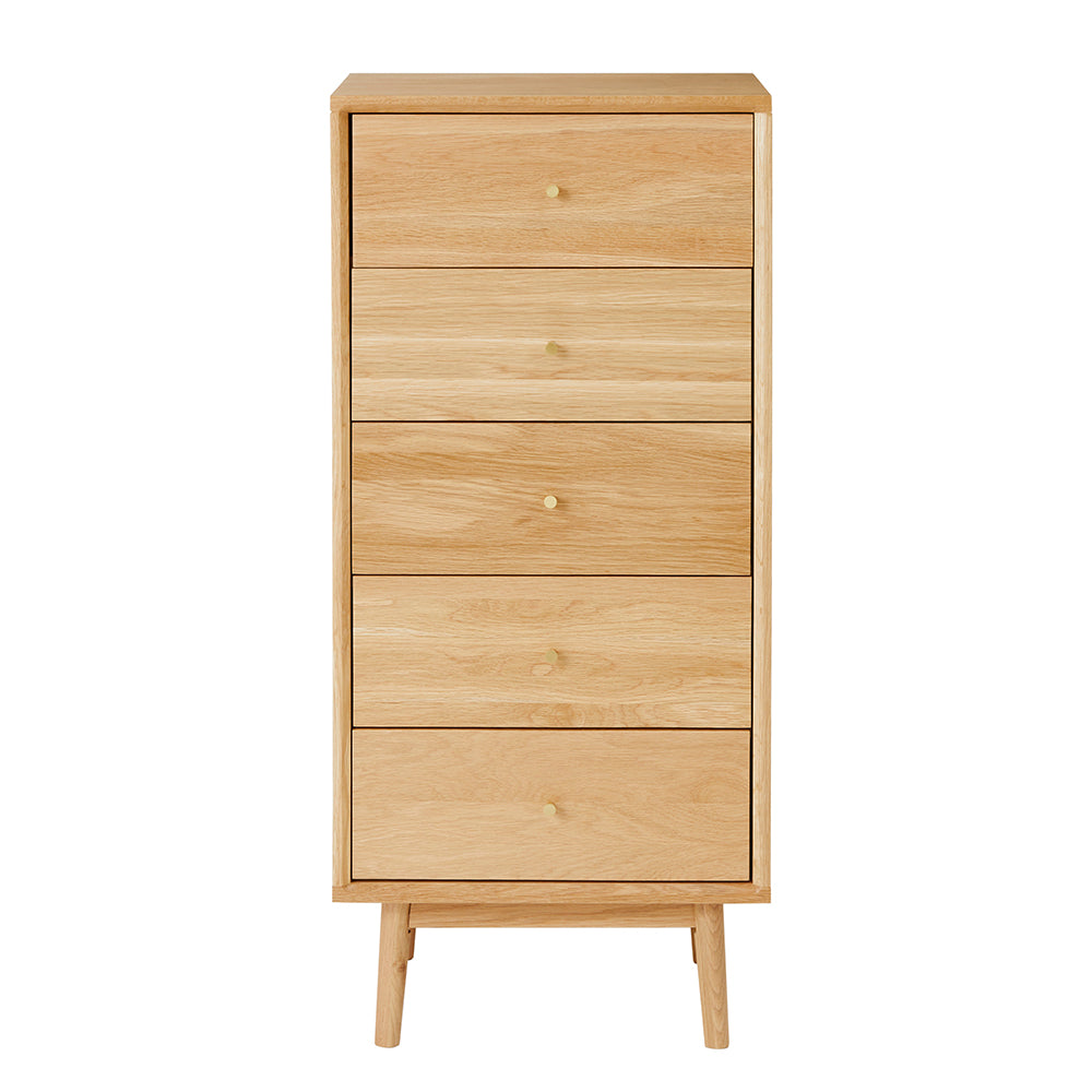 Wright Oak Tallboy Chest of 5 Drawers