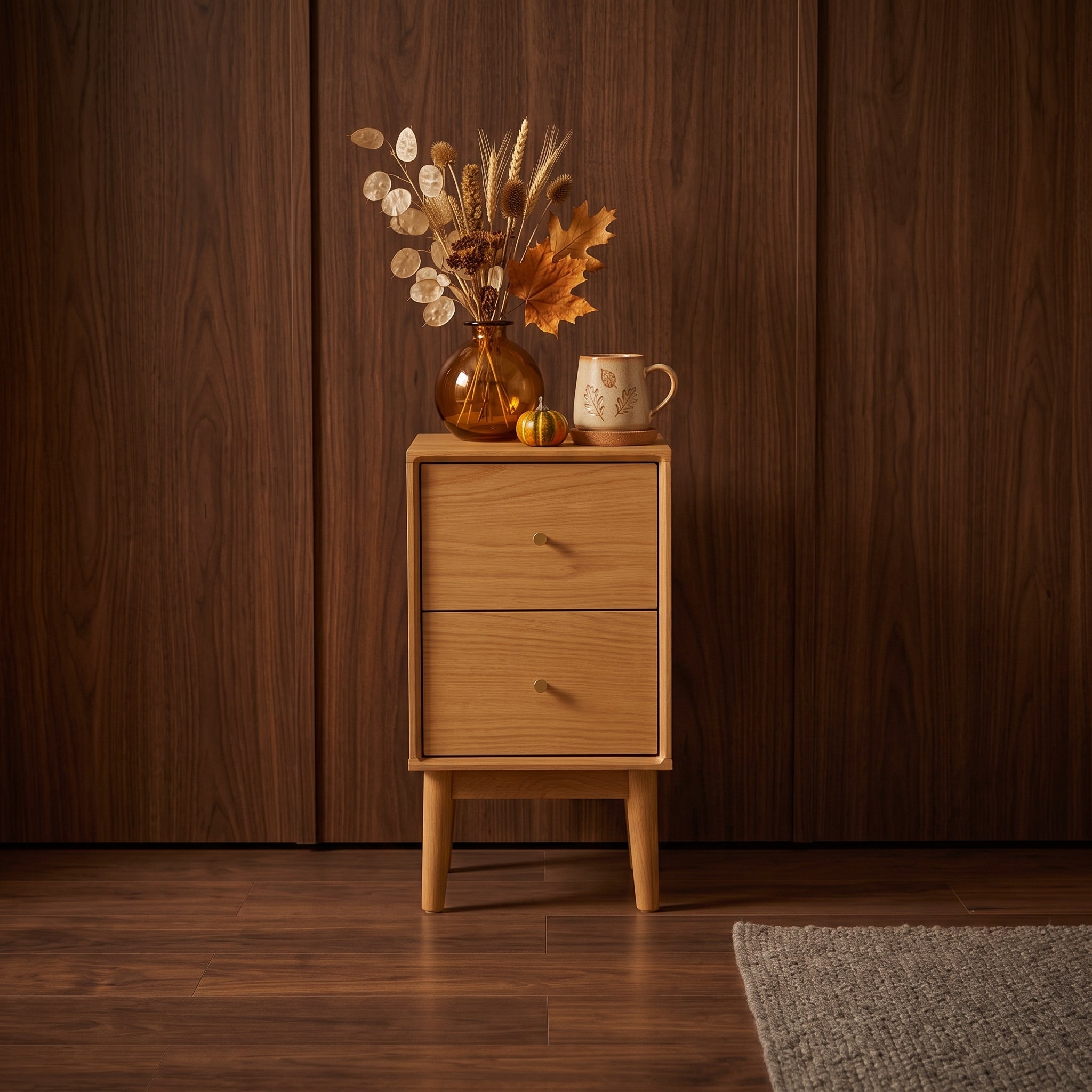 Wright Narrow Oak Bedside Table