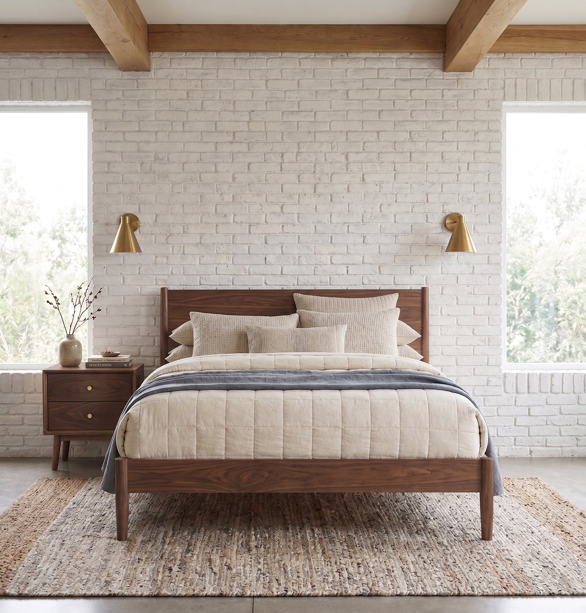 Wright Walnut Double Bed Frame