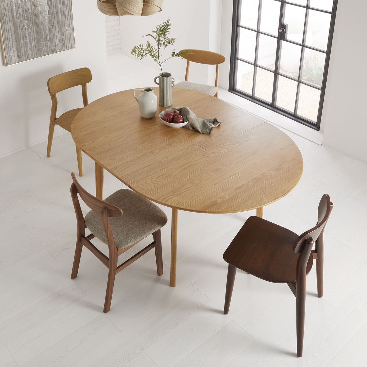 Wright Oak Round Extendable Dining Table