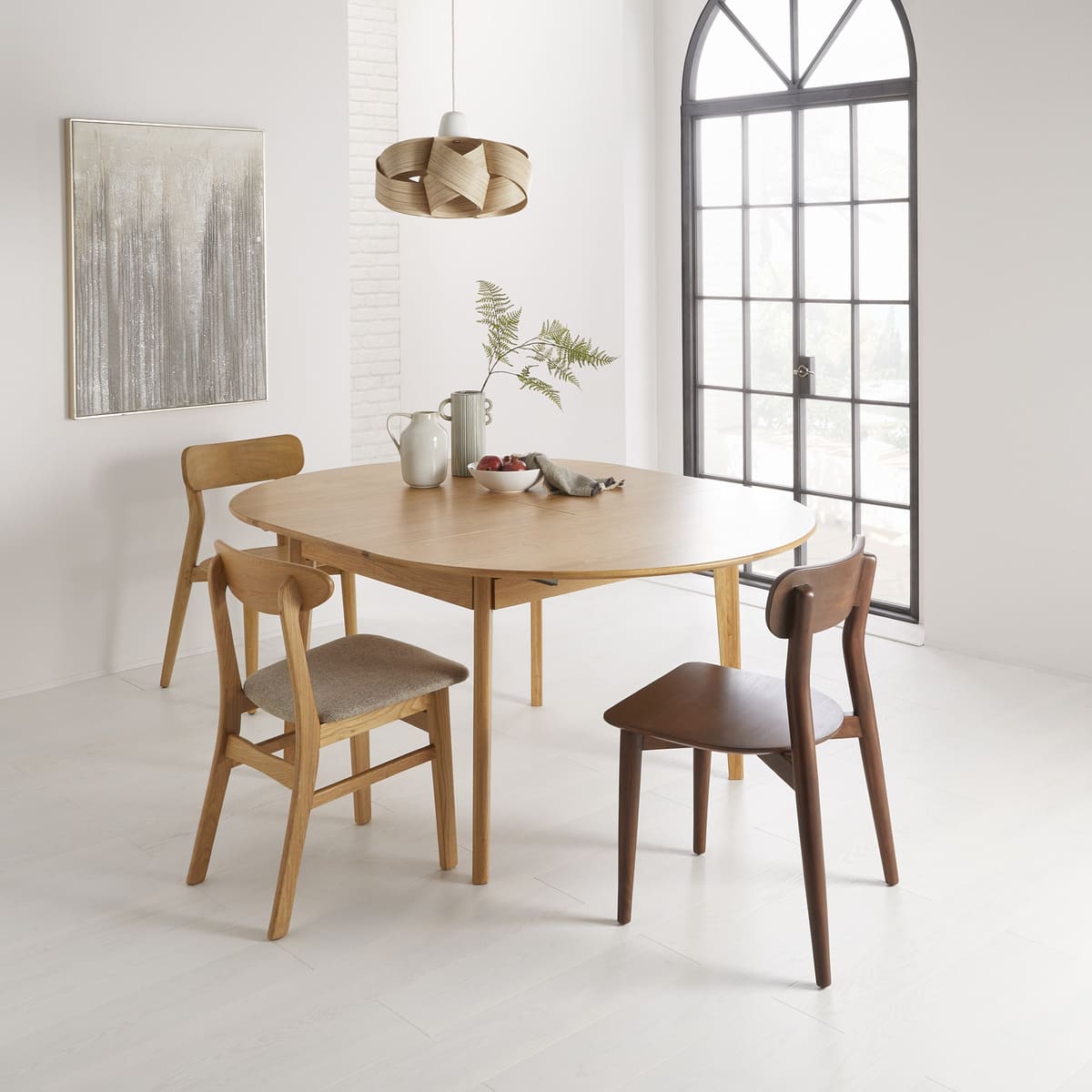 Wright Oak Round Extendable Dining Table