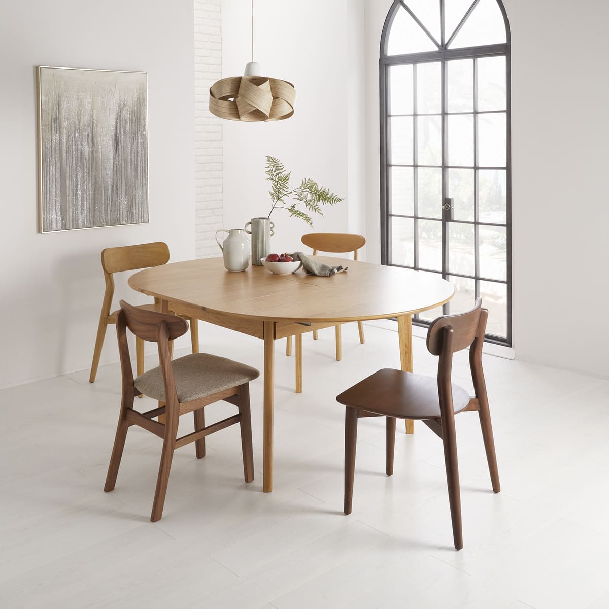 Wright Oak Round Extendable Dining Table
