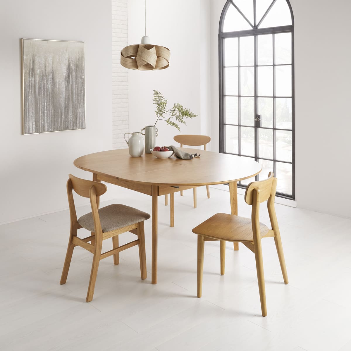 Wright Oak Round Extendable Dining Table