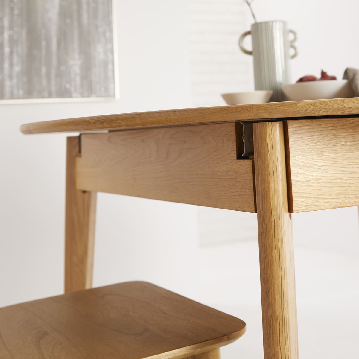 Wright Oak Round Extendable Dining Table