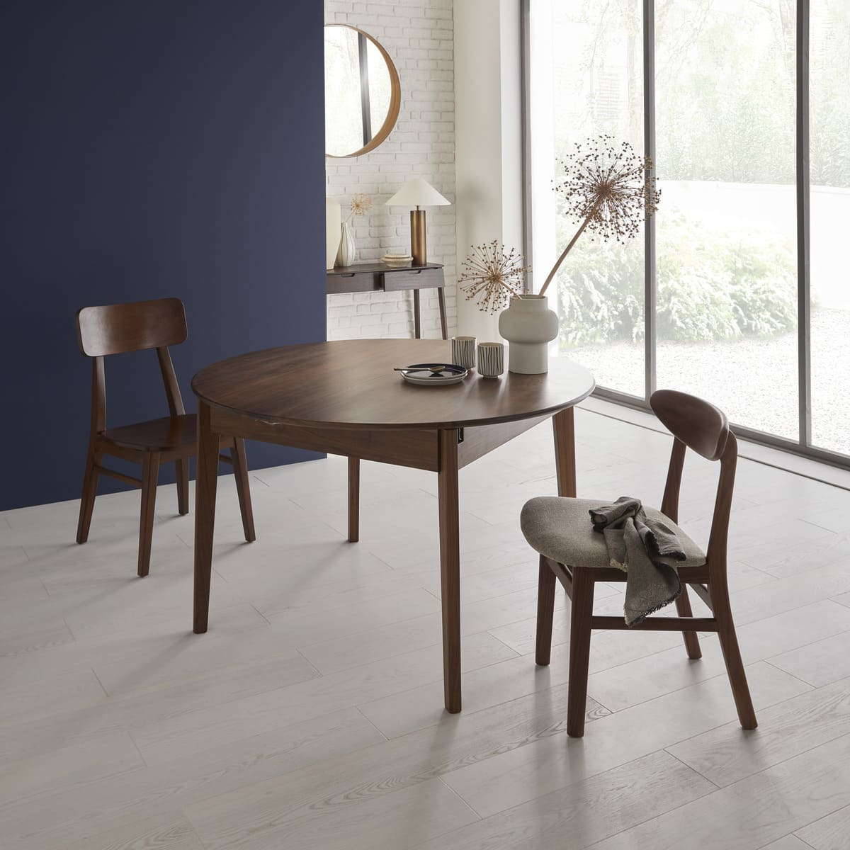 Round Extendable Walnut Wright Walnut Round Extendable Dining Table – Fishe and Lilly