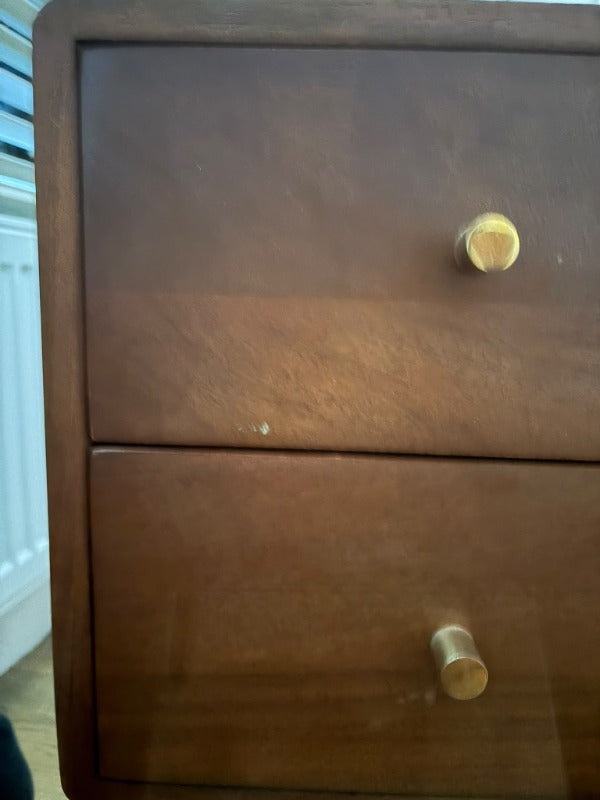 Scandinavian Dark Walnut Logan Narrow Bedside Table (Damaged)