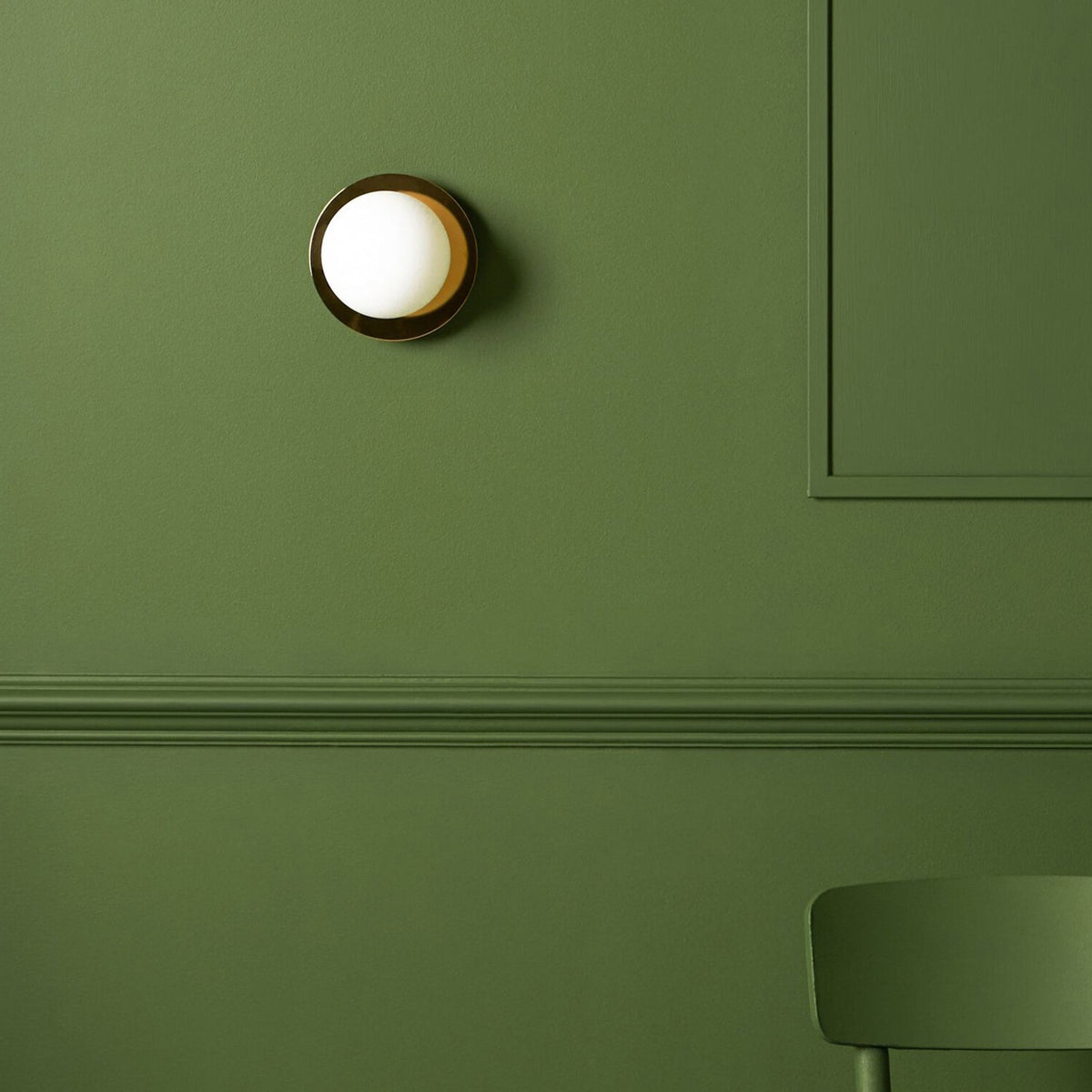 Polished Brass & Opal Globe Wall Light